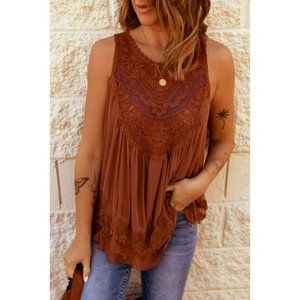 Leah Rosa Lace Detail Buttons Back Sleeveless Top